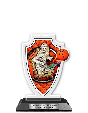 with a free personalized plaque Male Basketball Shield Shaped Resin Trophy 